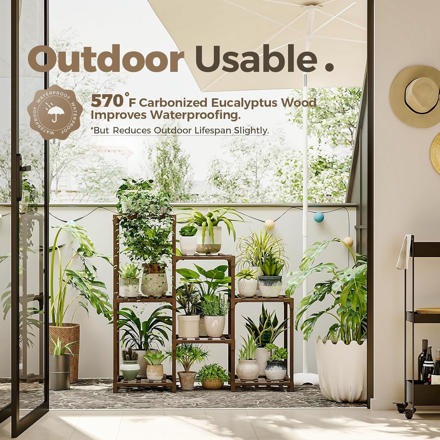 3-Tier Wooden Indoor Outdoor Plant Stand
