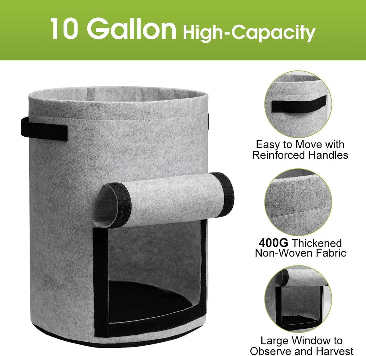 4-Pack 10 Gallon Potato Grow Bags Flap