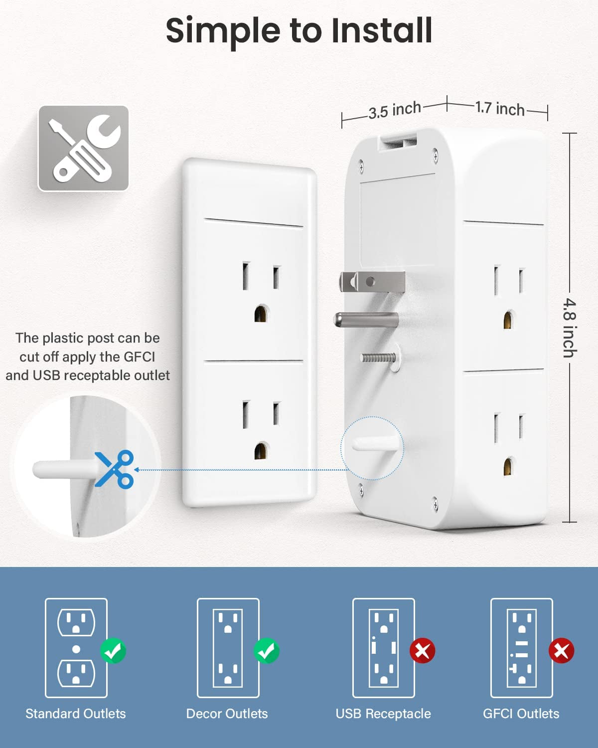 3-Sided Power Strip w/ Shelf & USB