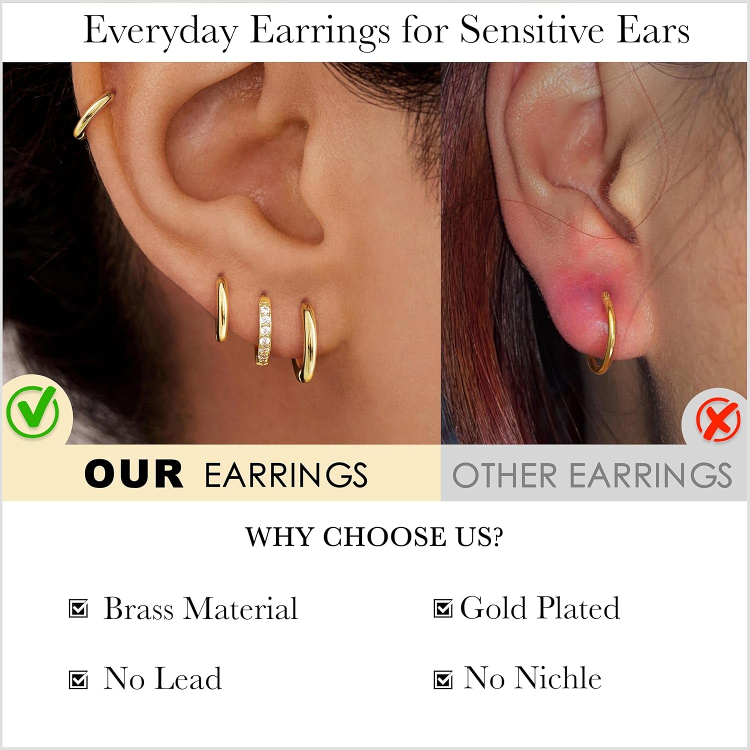 Small Gold Huggie Earrings Set Women Men