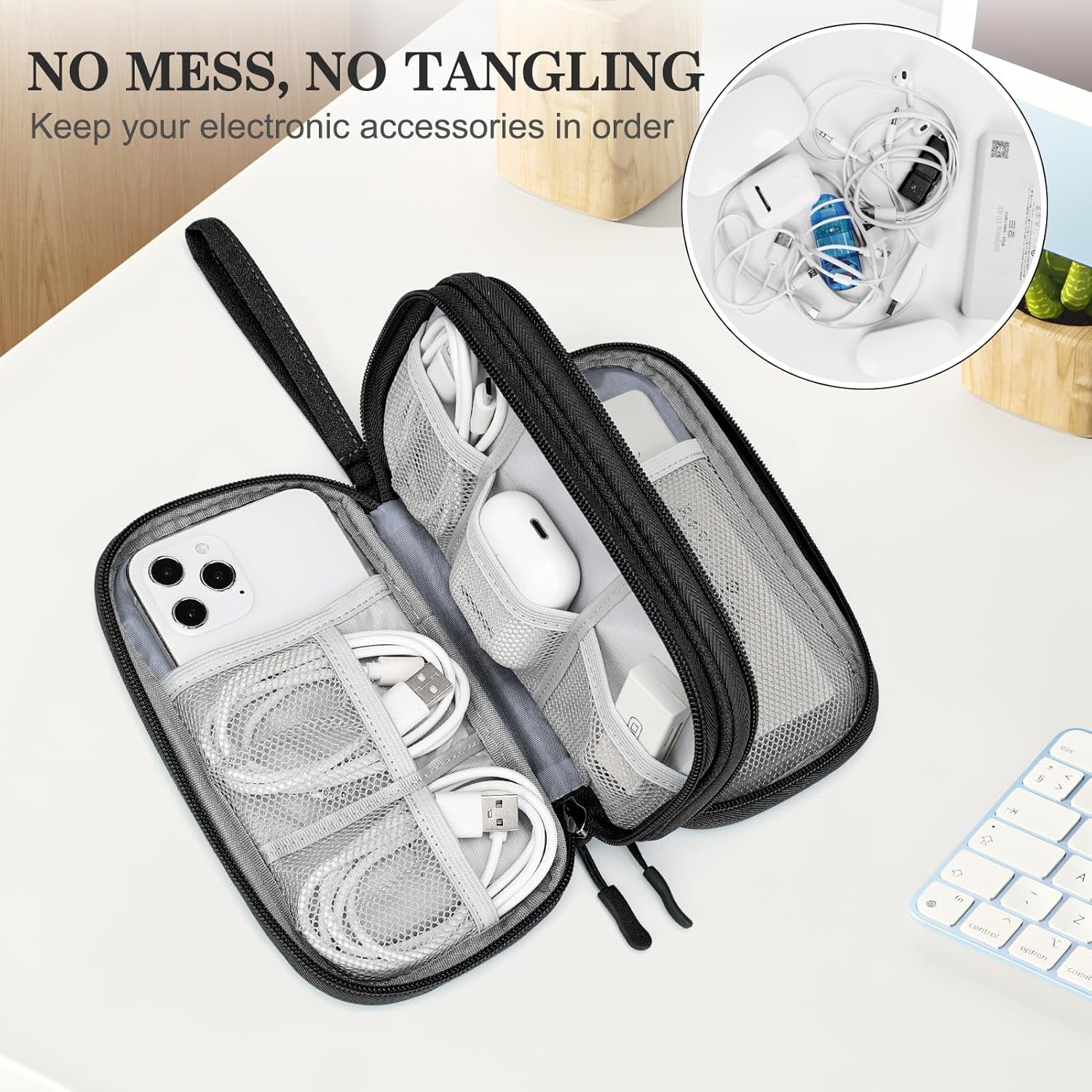 Travel Electronic Cable Organizer Black