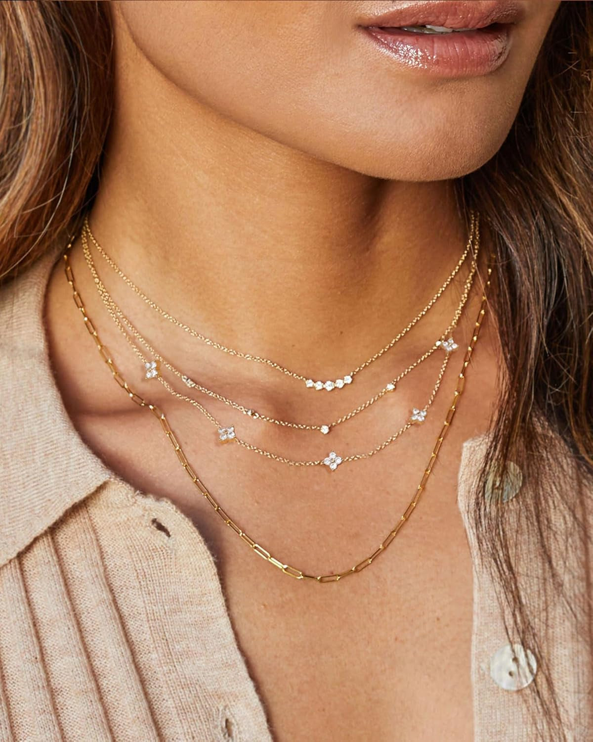Dainty 14K Gold Plated Layered Necklace