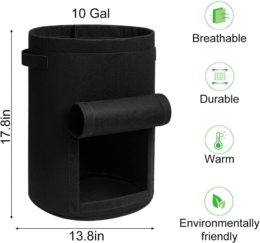 4-Pack 10 Gallon Potato Grow Bags Flap