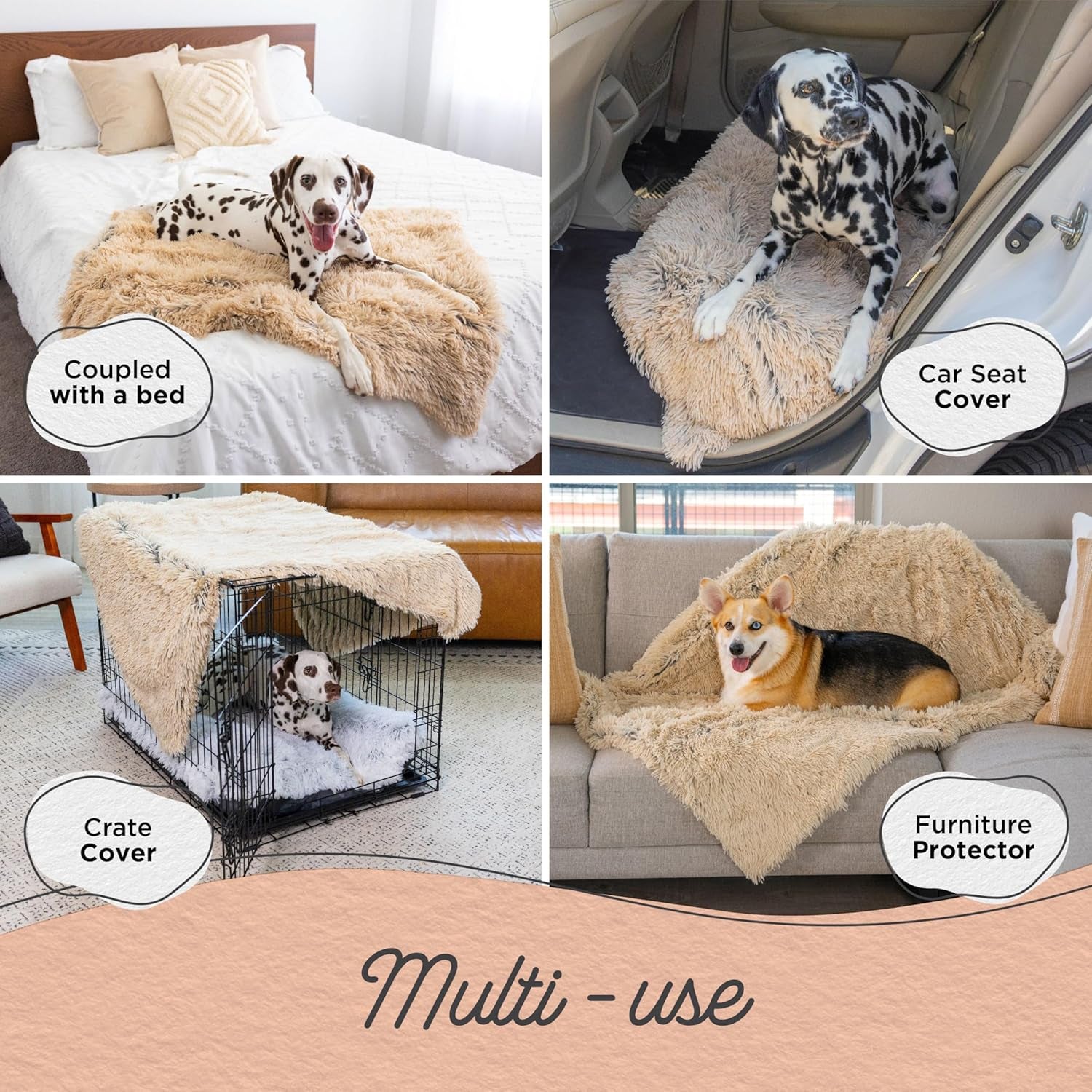 Calming Shag Dog Blanket 30"x40" Taupe