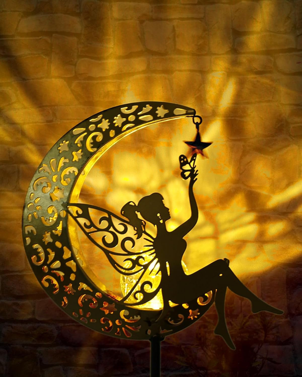 Solar Fairy Moon Garden Statue Decor