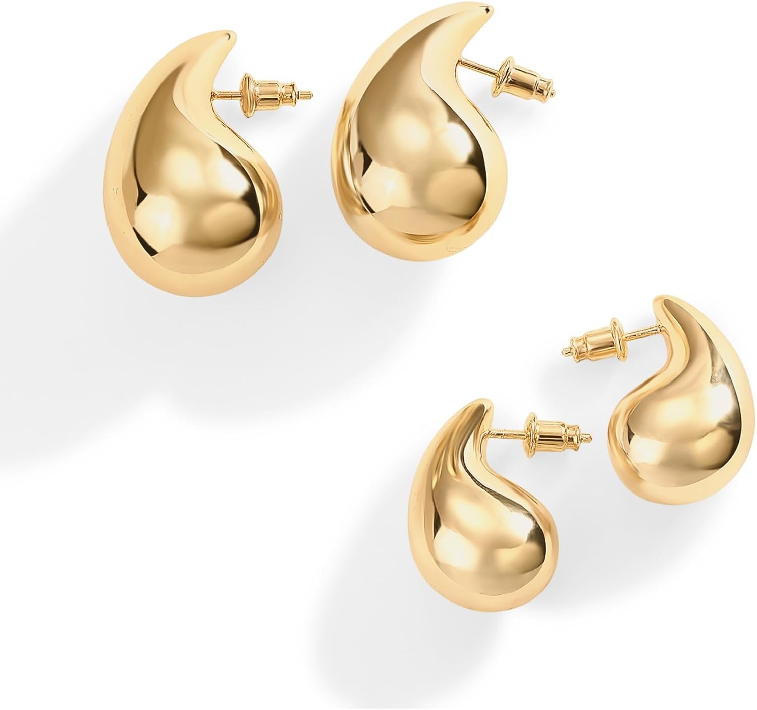14K Gold Plated Teardrop Chunky Earrings