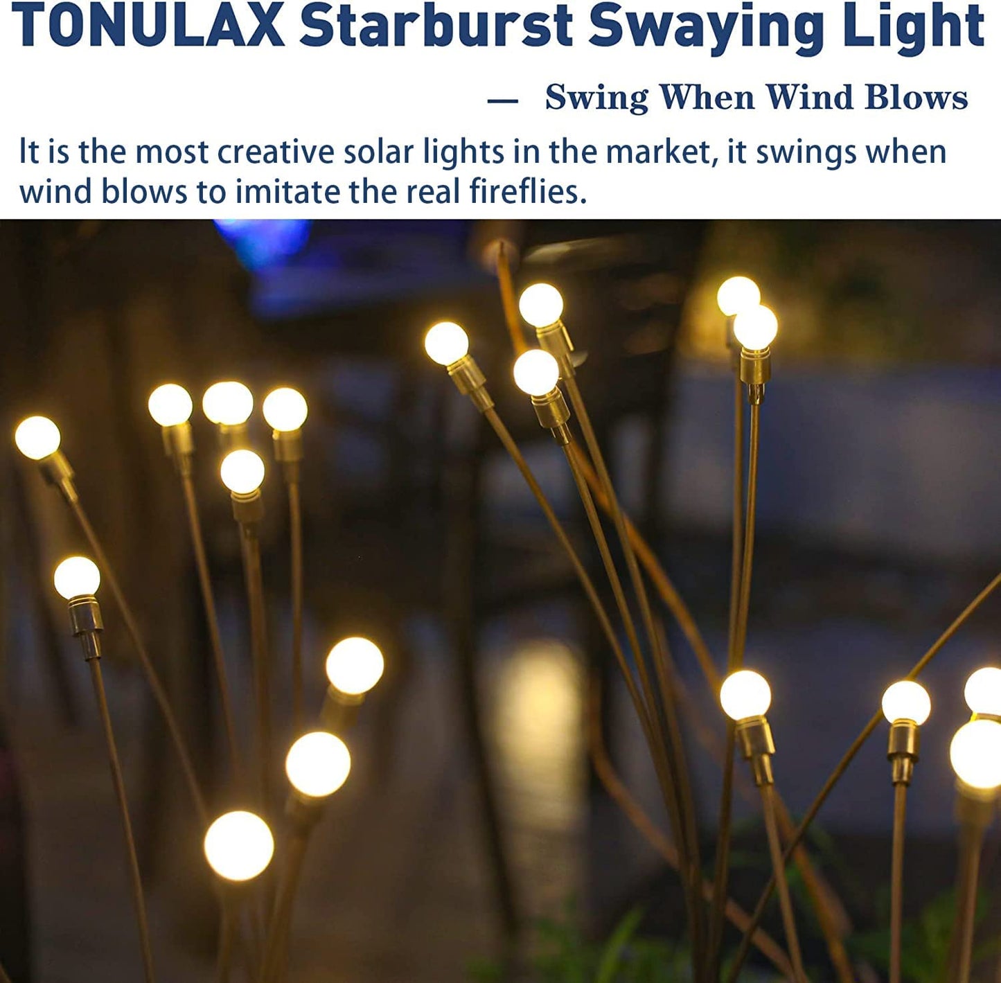 2 Pack Solar Swaying Garden Lights White