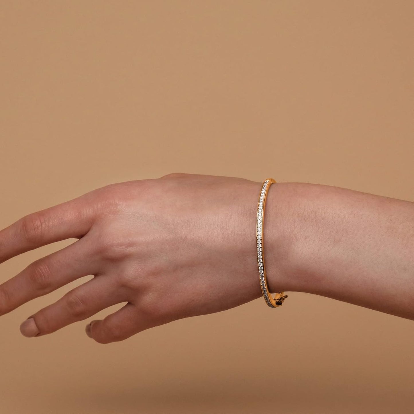 14K Gold Plated Tennis Bangle Bracelet