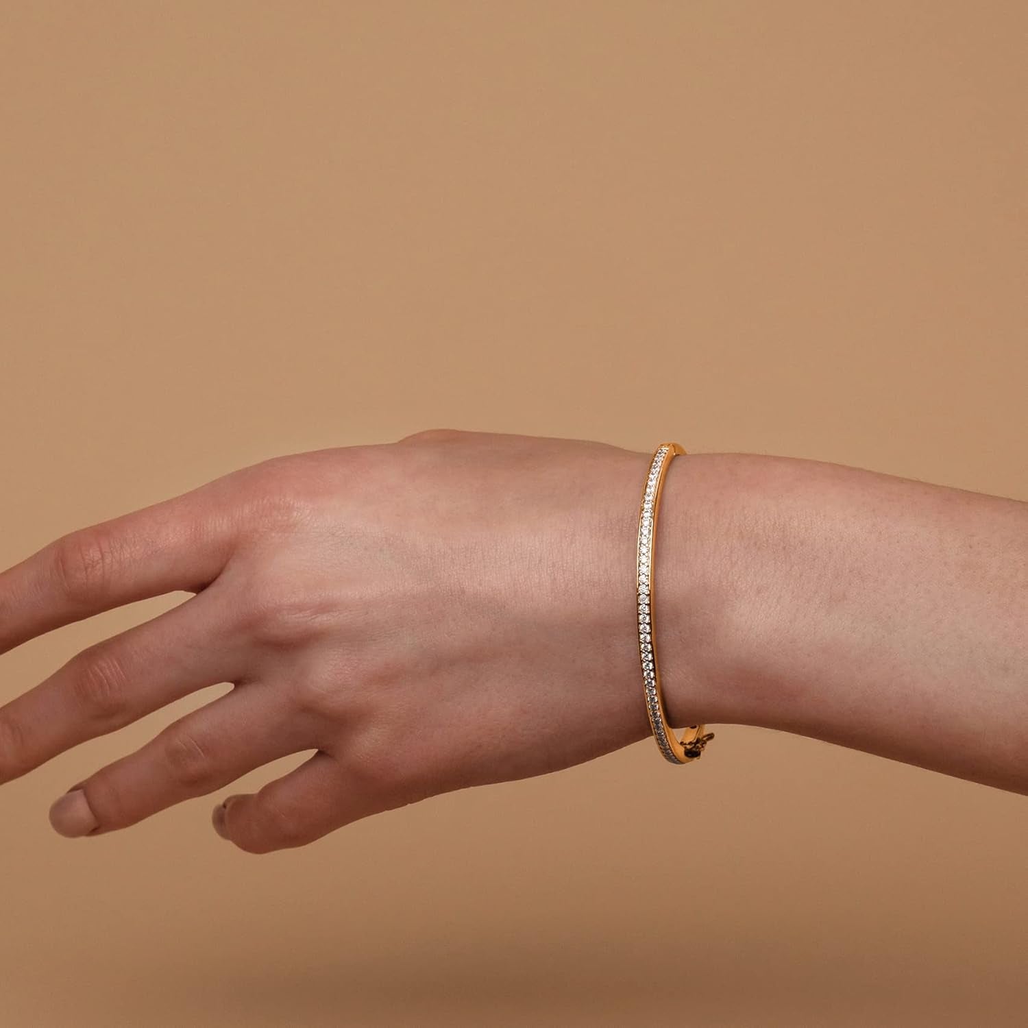 14K Gold Plated Tennis Bangle Bracelet