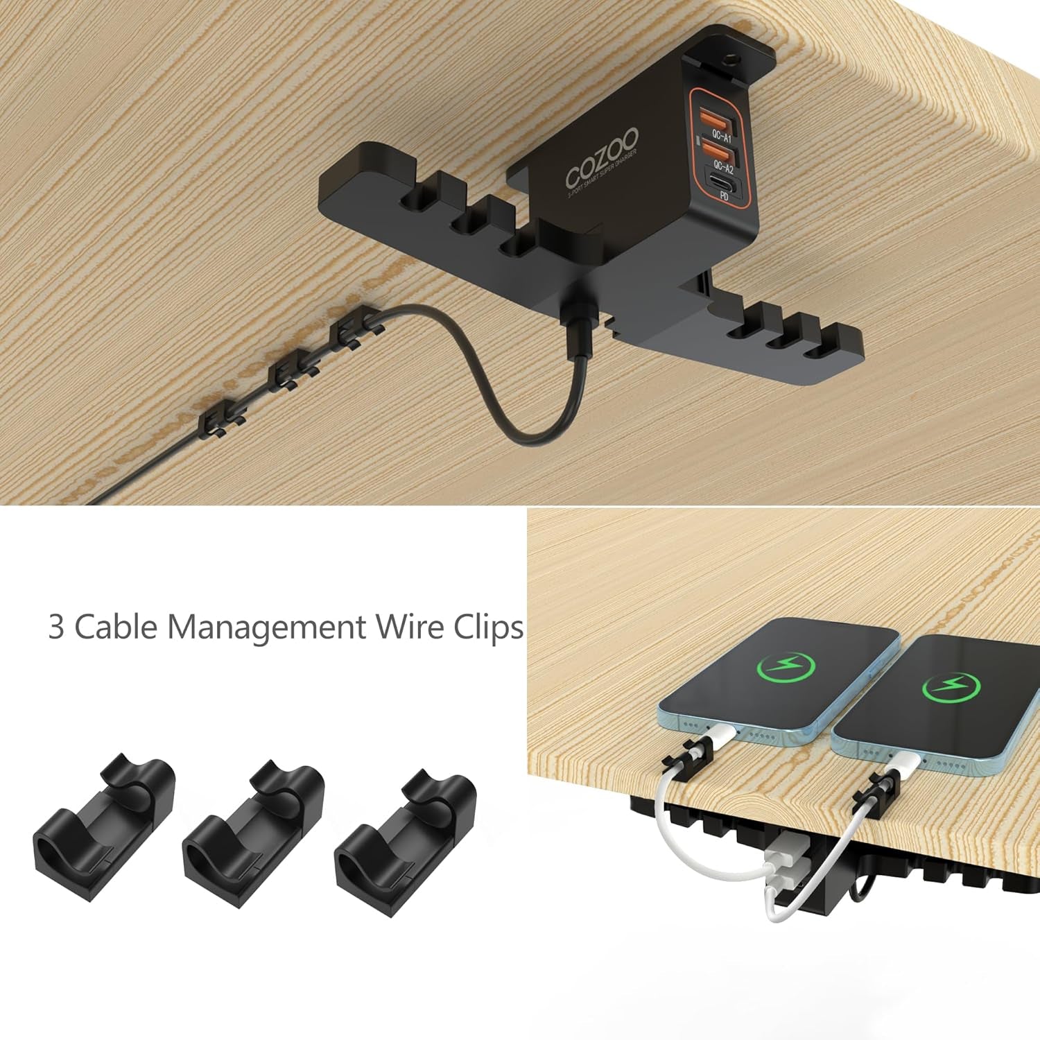 Under Desk Headphone Stand w/ USB Hub
