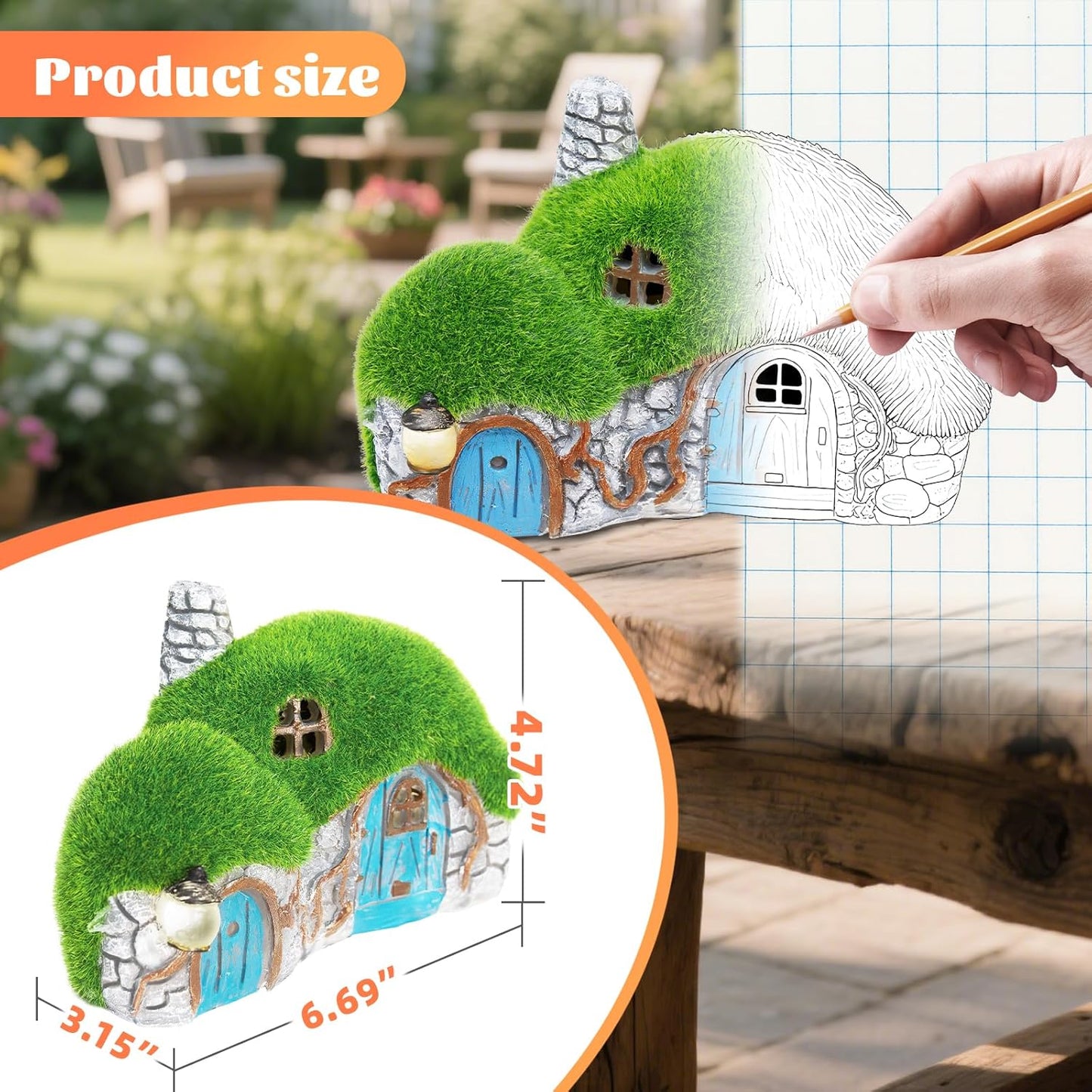 Outdoor Figurine Lights House Statue