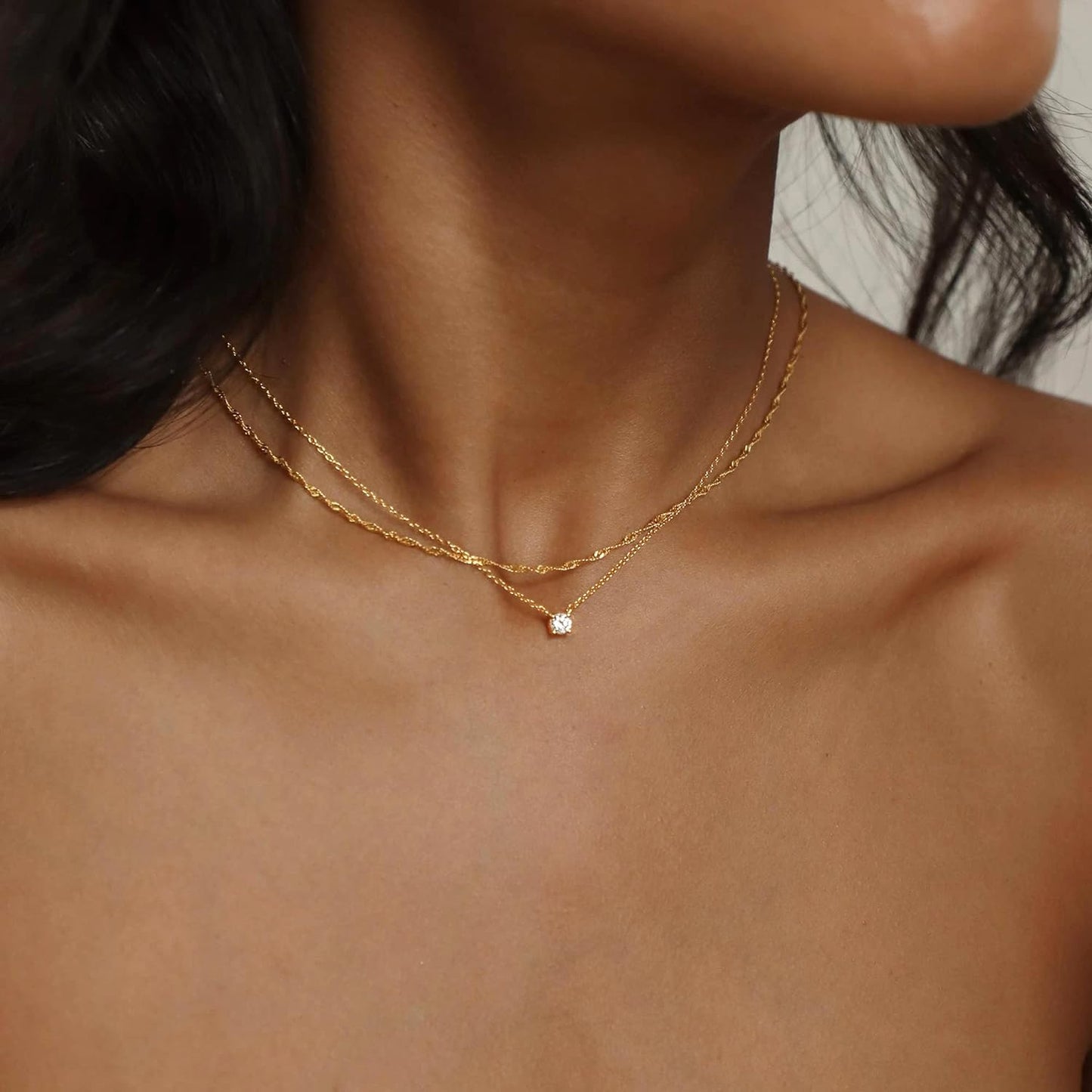 Dainty 14K Gold Plated Pendant Necklace