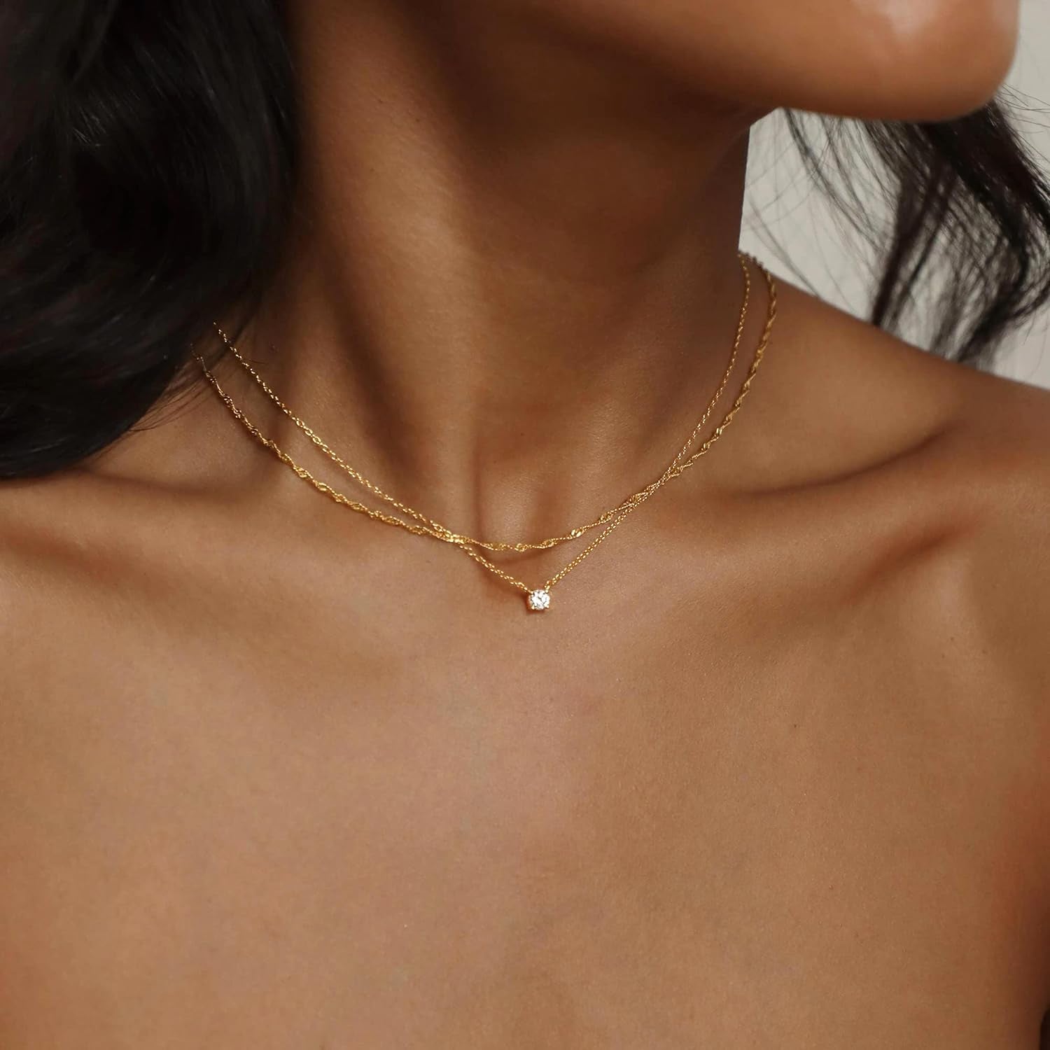 Dainty 14K Gold Plated Pendant Necklace