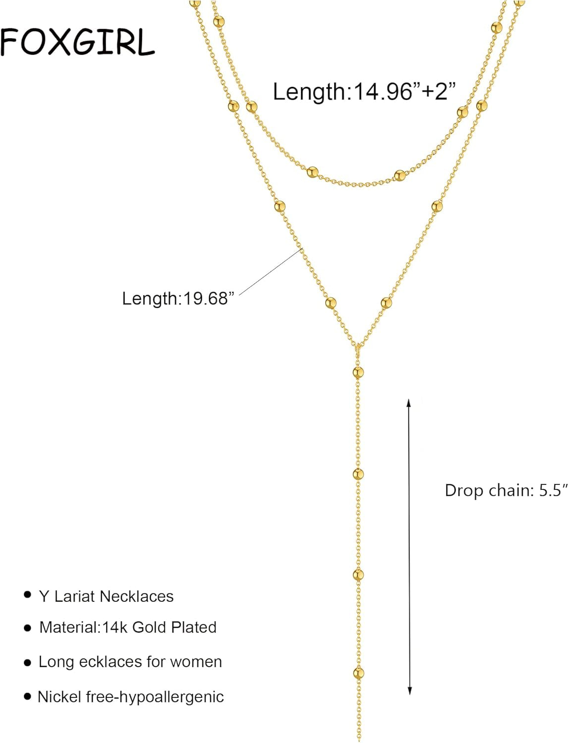 Lariat Gold Necklace for Women