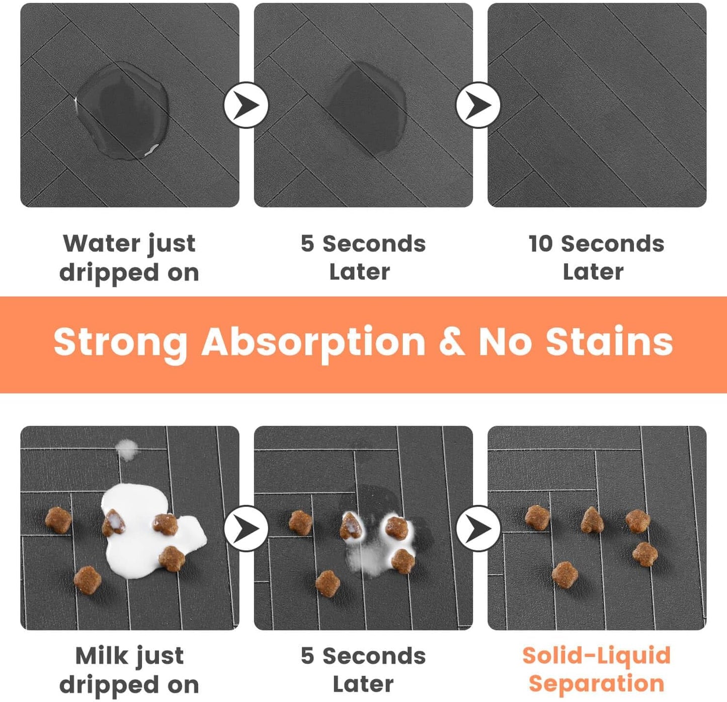 Absorbent Pet Feeding Mat 12"x20" Gray