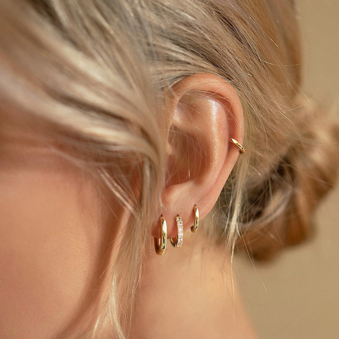 Small Gold Huggie Earrings Set Women Men