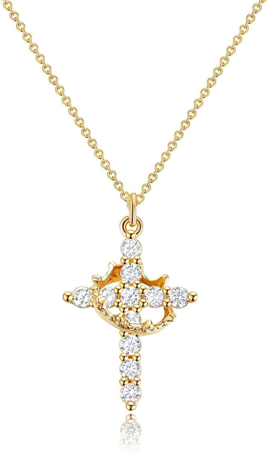14K Gold Plated Crown Pendant Necklace
