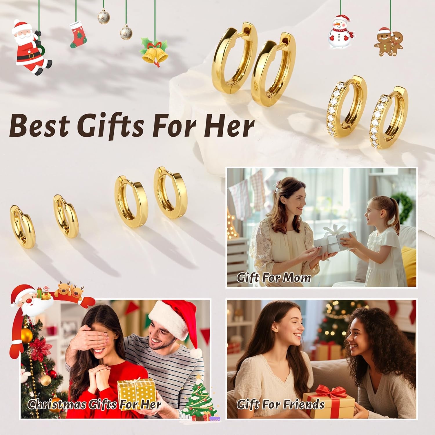 Small Gold Huggie Earrings Set Women Men
