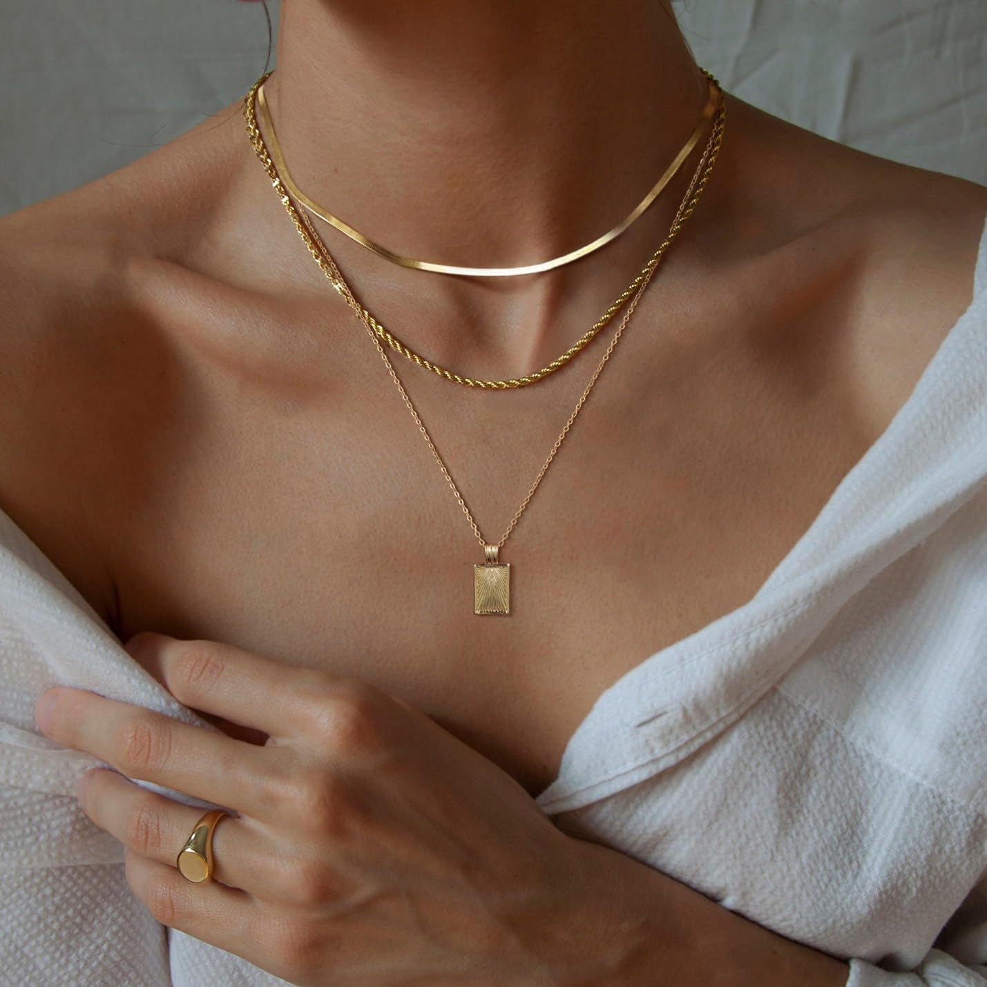 Layered Gold Silver Pendant Necklaces