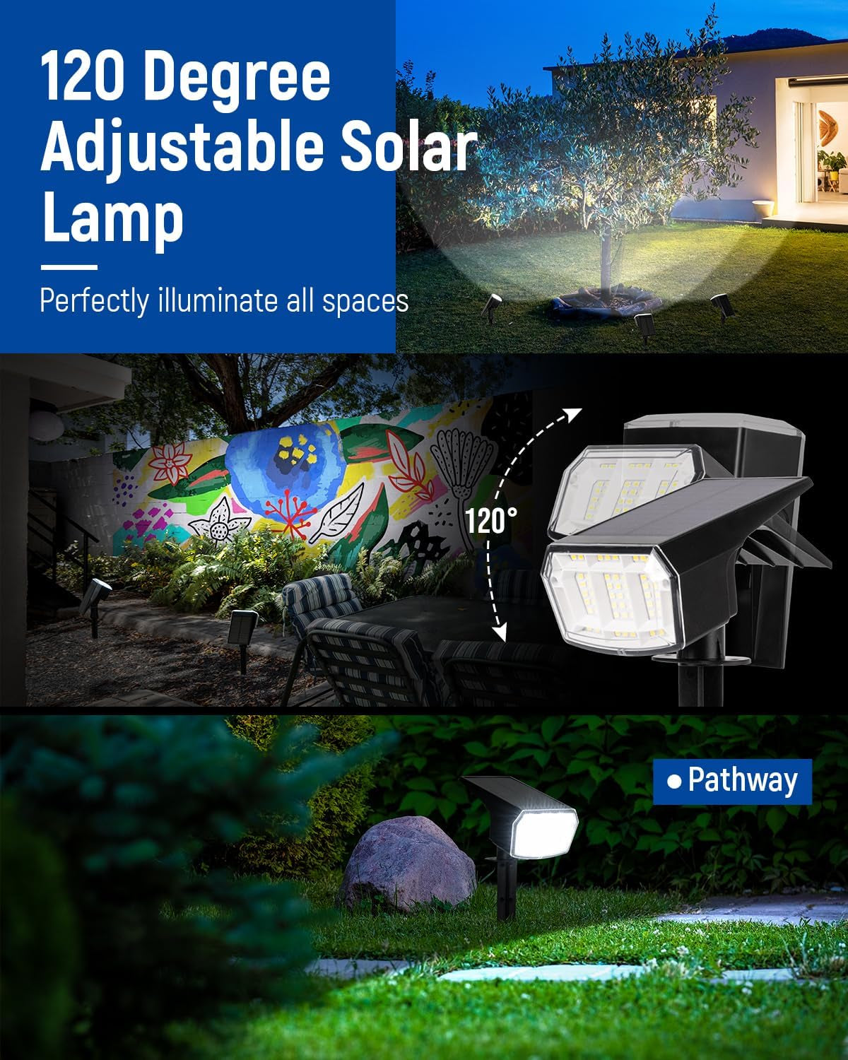 Solar Spot Lights Outdoor 4-Pack 63LED