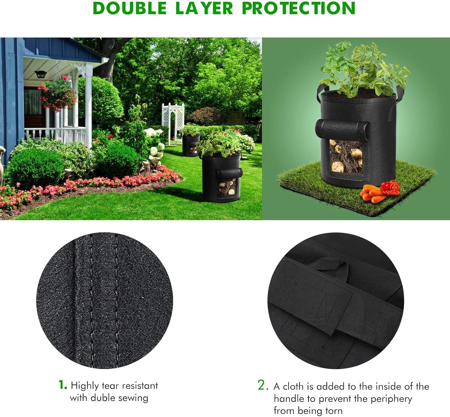 5-Pack 10 Gallon Potato Grow Bags