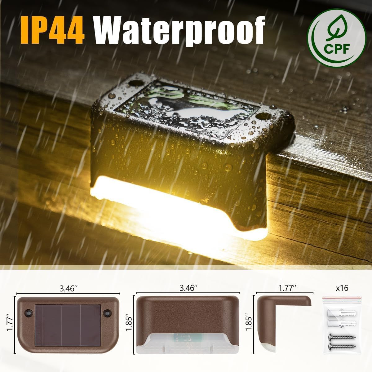 16 Pack Solar Step Lights Warm White
