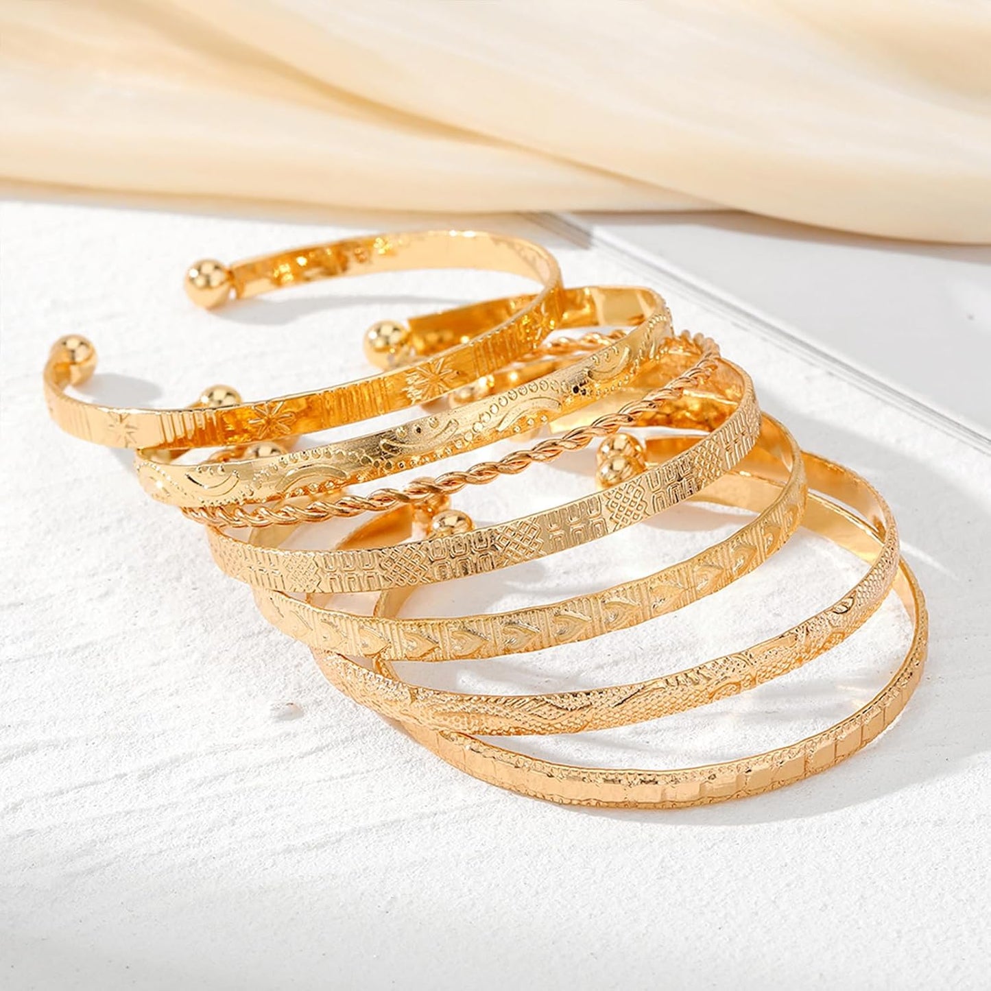 14K Gold Plated Stackable Bangle Set