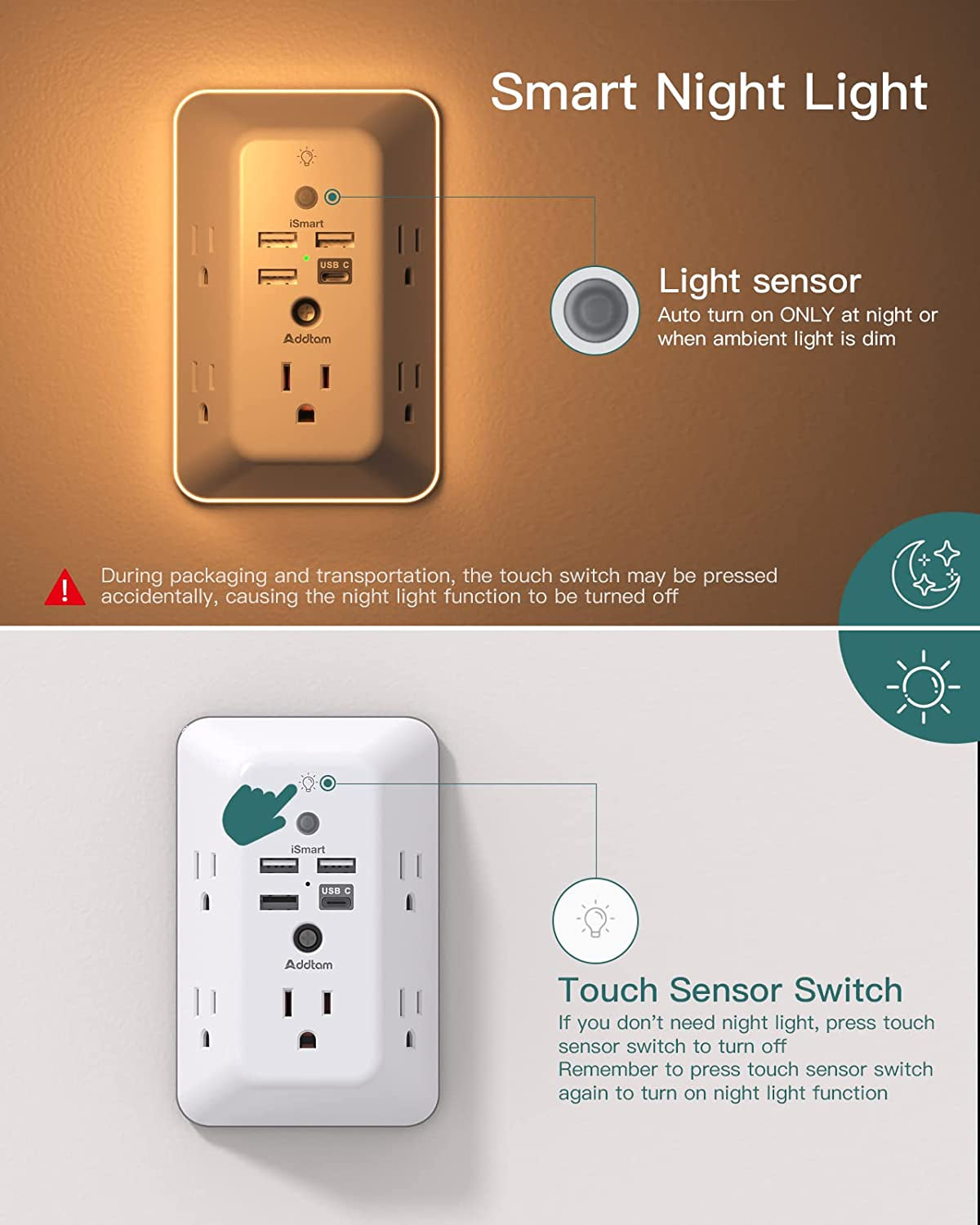 Surge Protector Outlet Extender w/ USB-C
