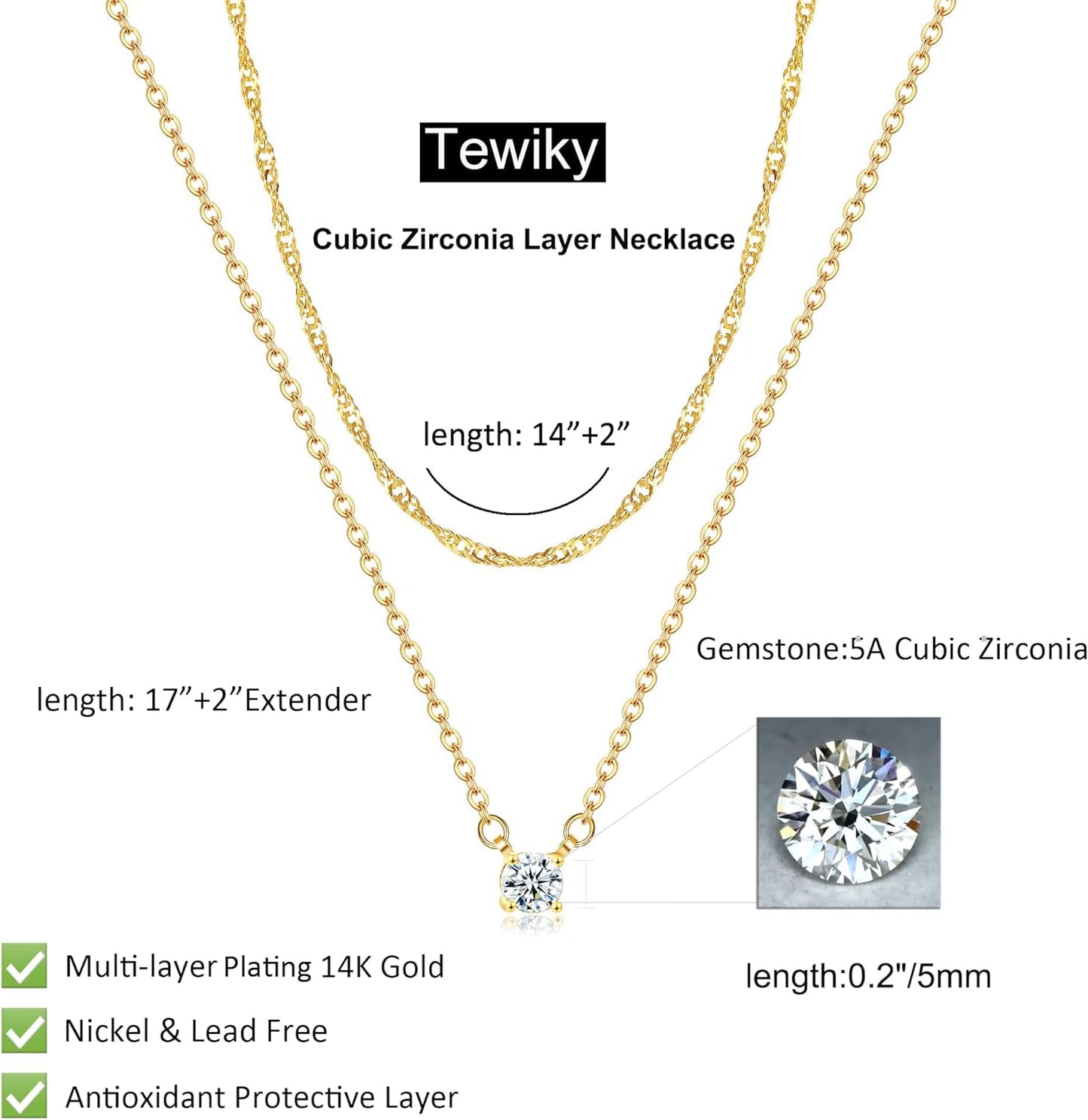 Dainty 14K Gold Plated Pendant Necklace