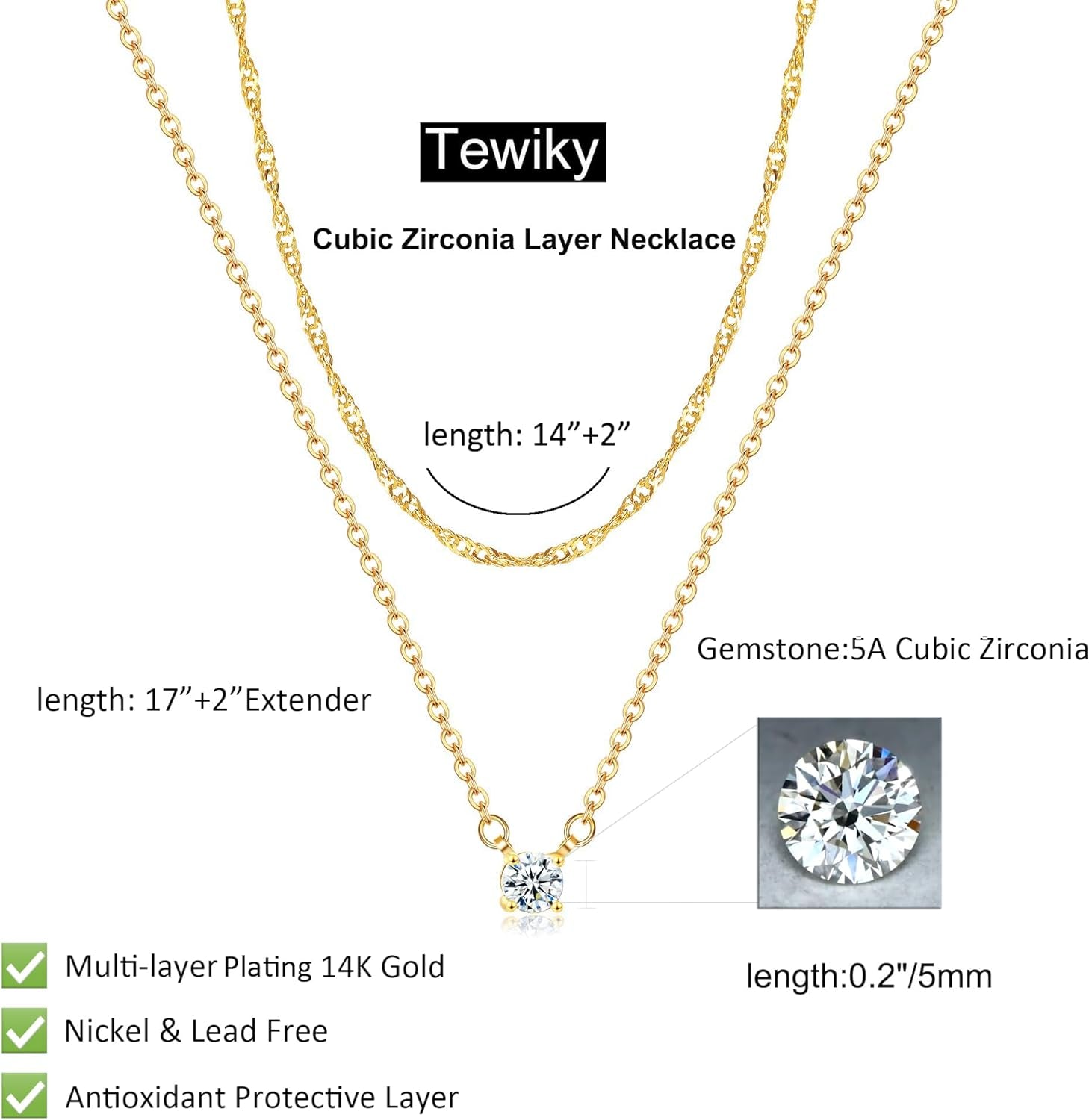 Dainty 14K Gold Plated Pendant Necklace