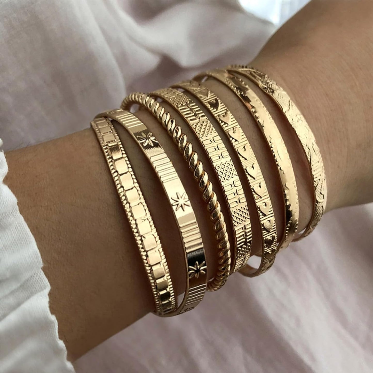 14K Gold Plated Stackable Bangle Set