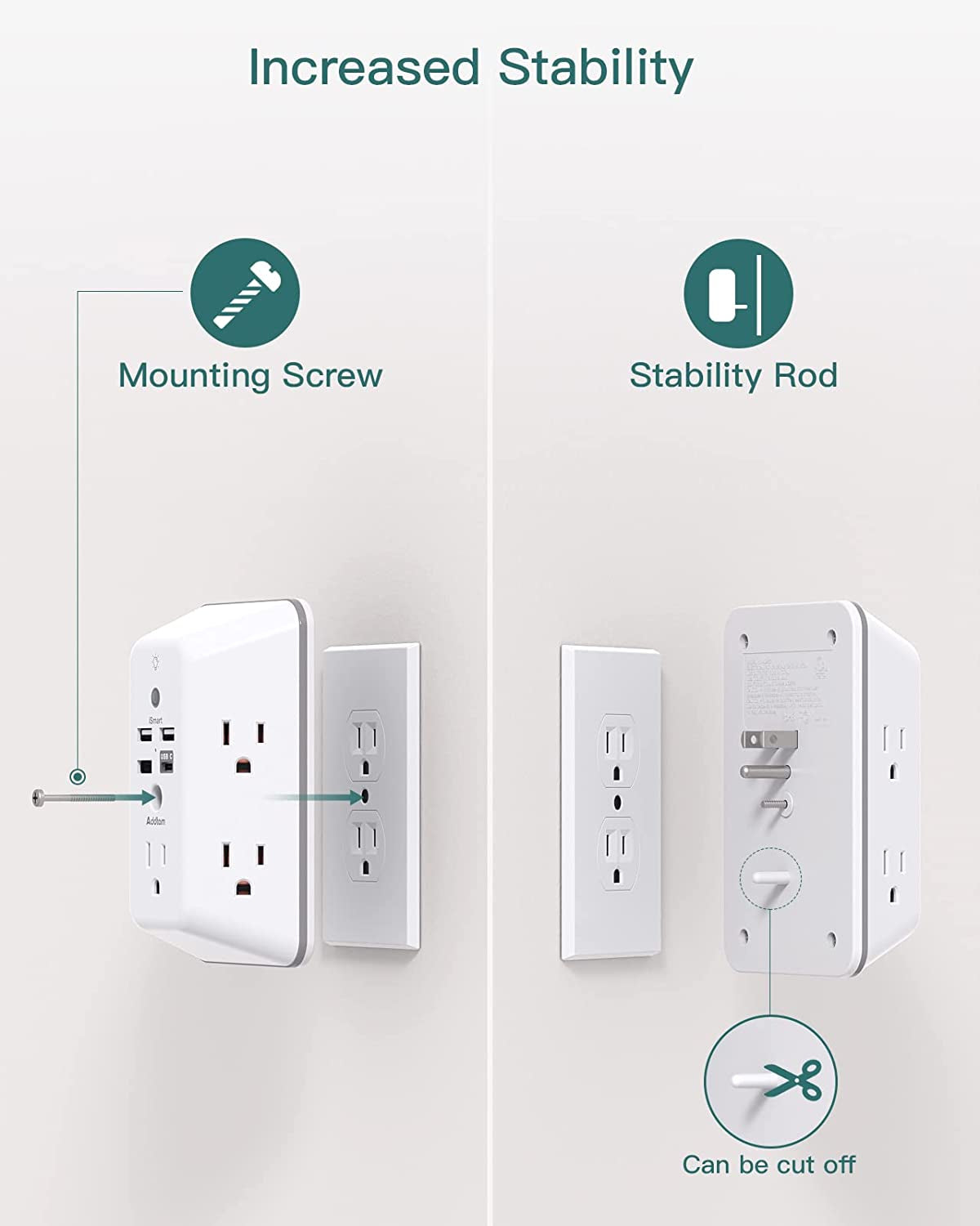 Surge Protector Outlet Extender w/ USB-C