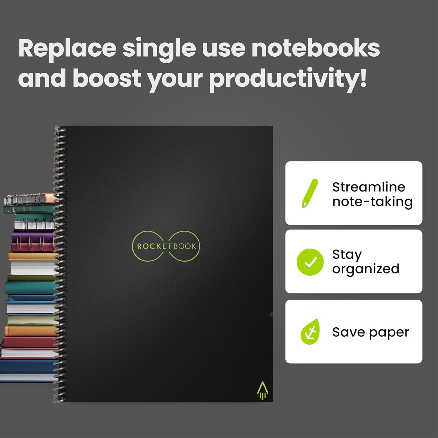 Core Reusable  Notebook 8.5x11 Black