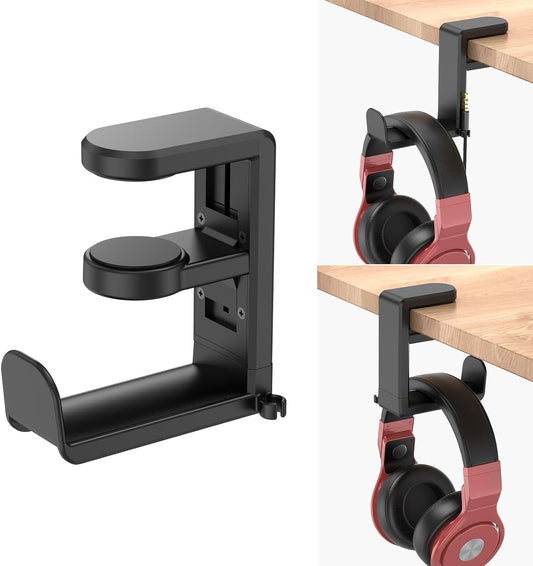 Rotating Under Desk Headphone Stand Black