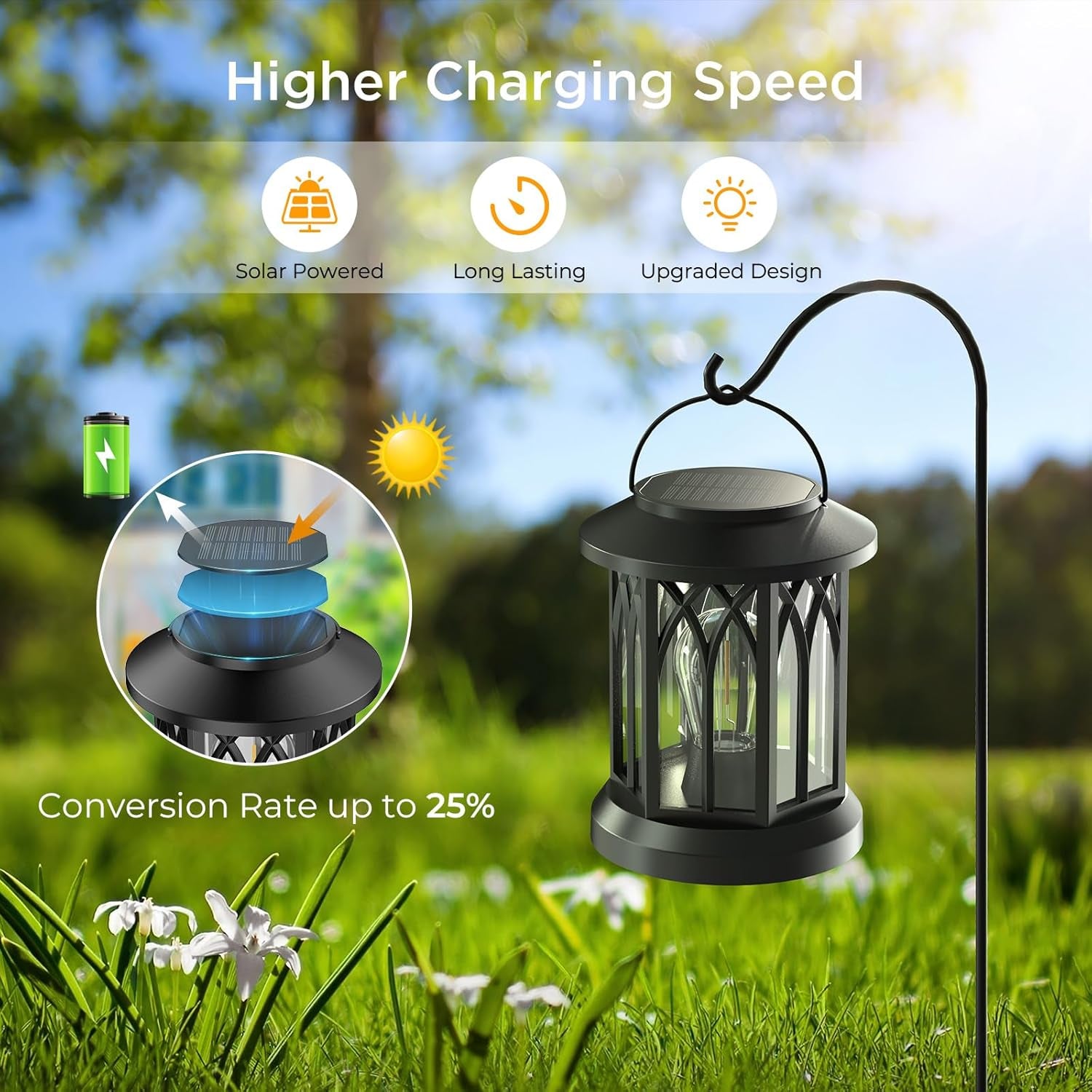 Solar Lanterns Outdoor Waterproof, Upgraded Bright