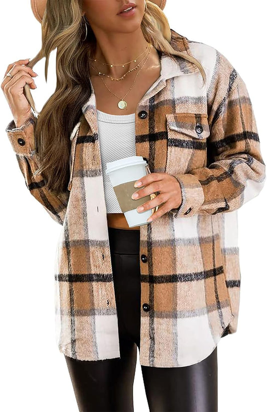 Women’s Plaid Flannel Shacket Jacket