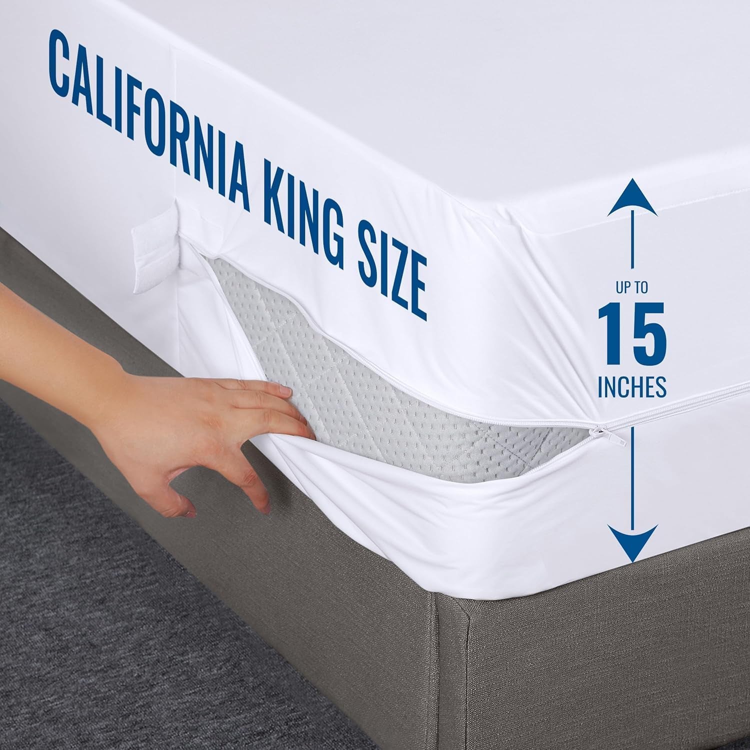 Waterproof Zippered Bug-Proof California King Mattress Encasement Cover