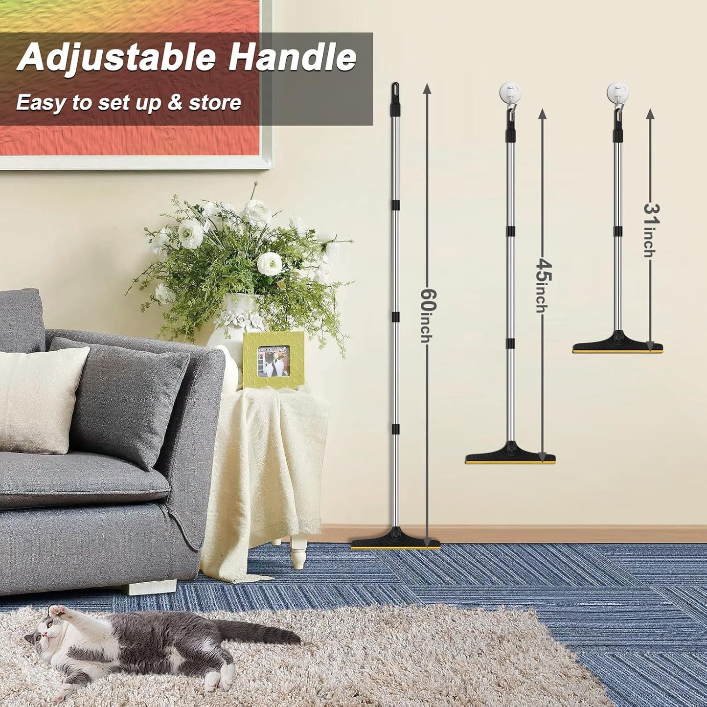 Carpet Rake for Pet Hair Removal, Reusable Pet Hair Remover