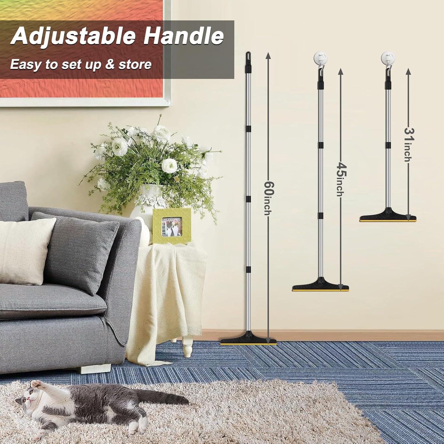Carpet Rake for Pet Hair Removal, Reusable Pet Hair Remover