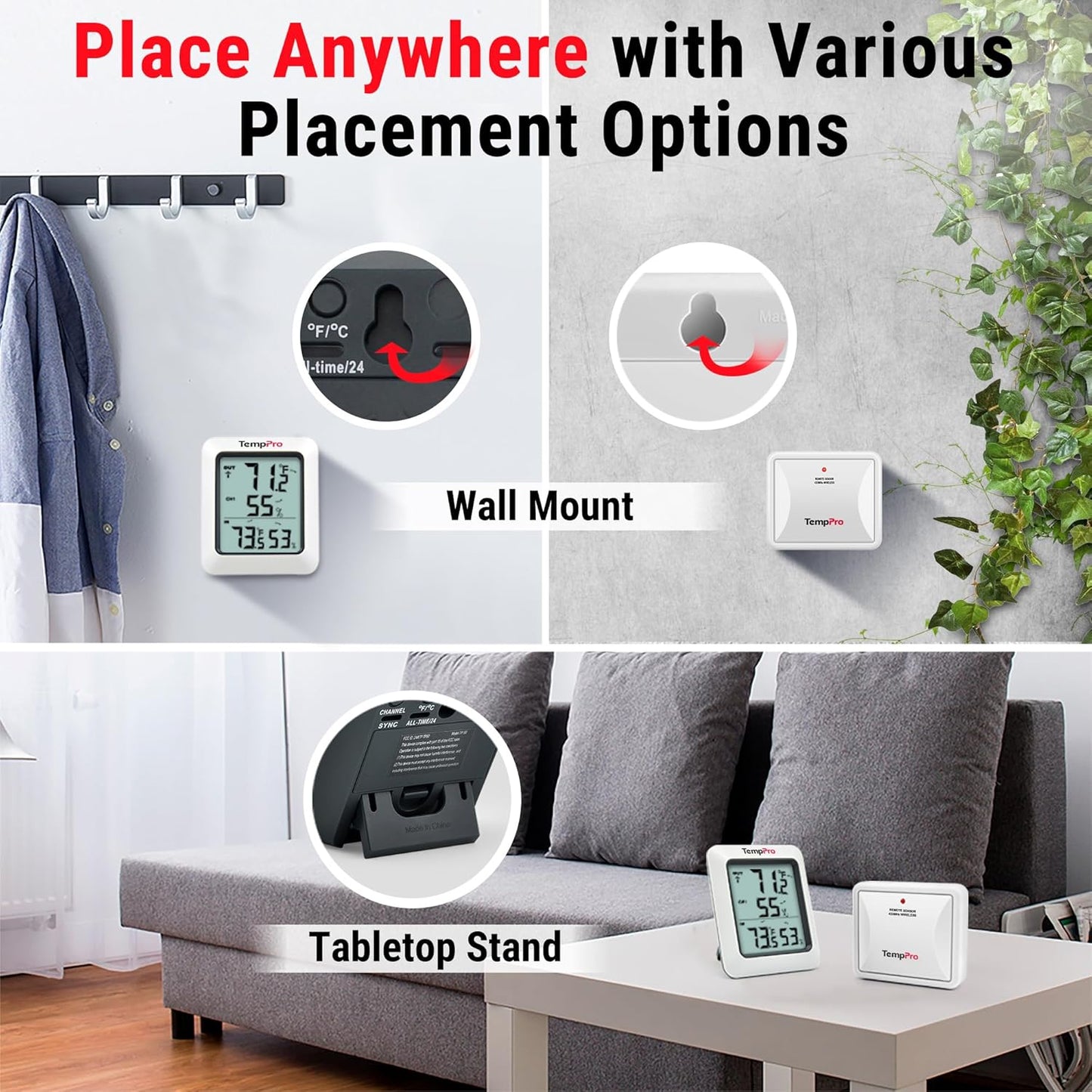 TP60 Digital Hygrometer Outdoor Thermometer Wireless