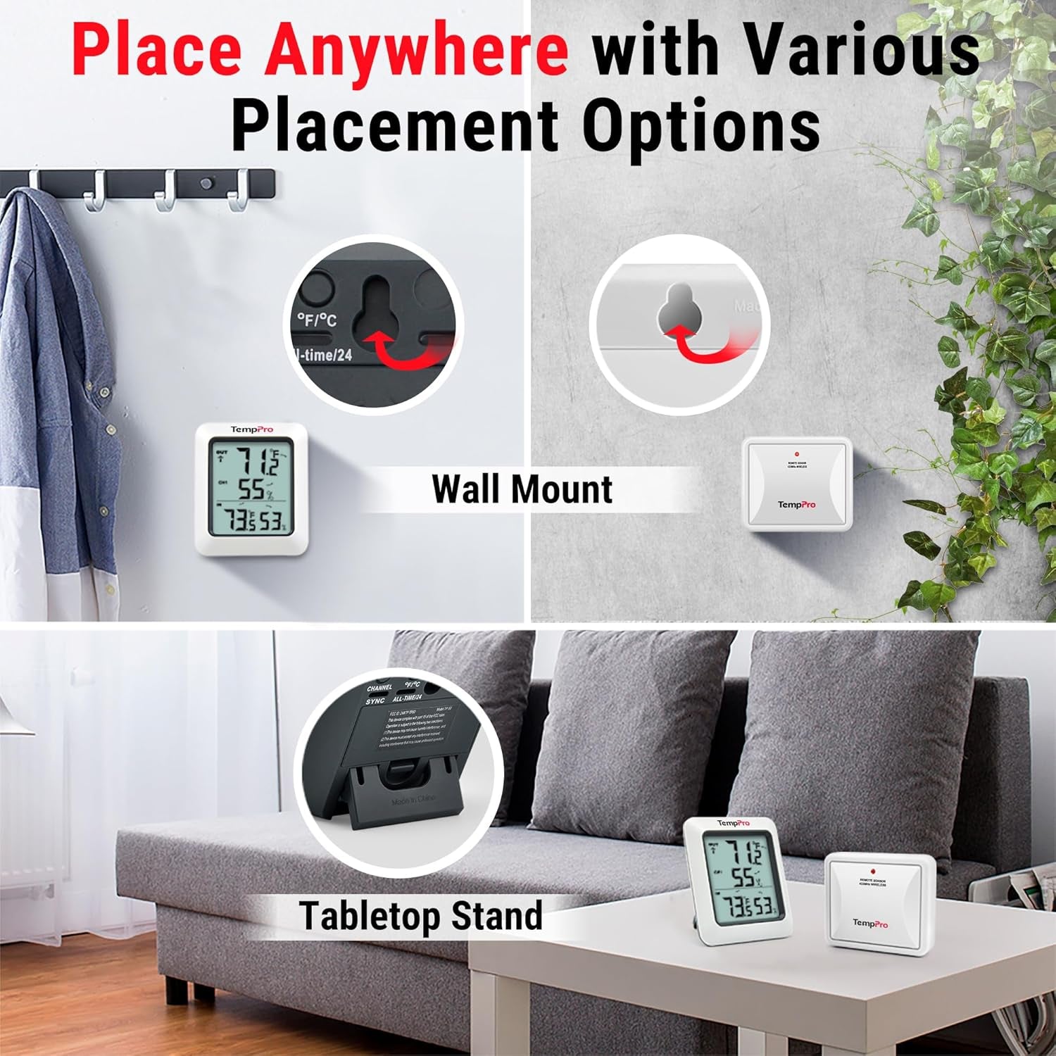TP60 Digital Hygrometer Outdoor Thermometer Wireless