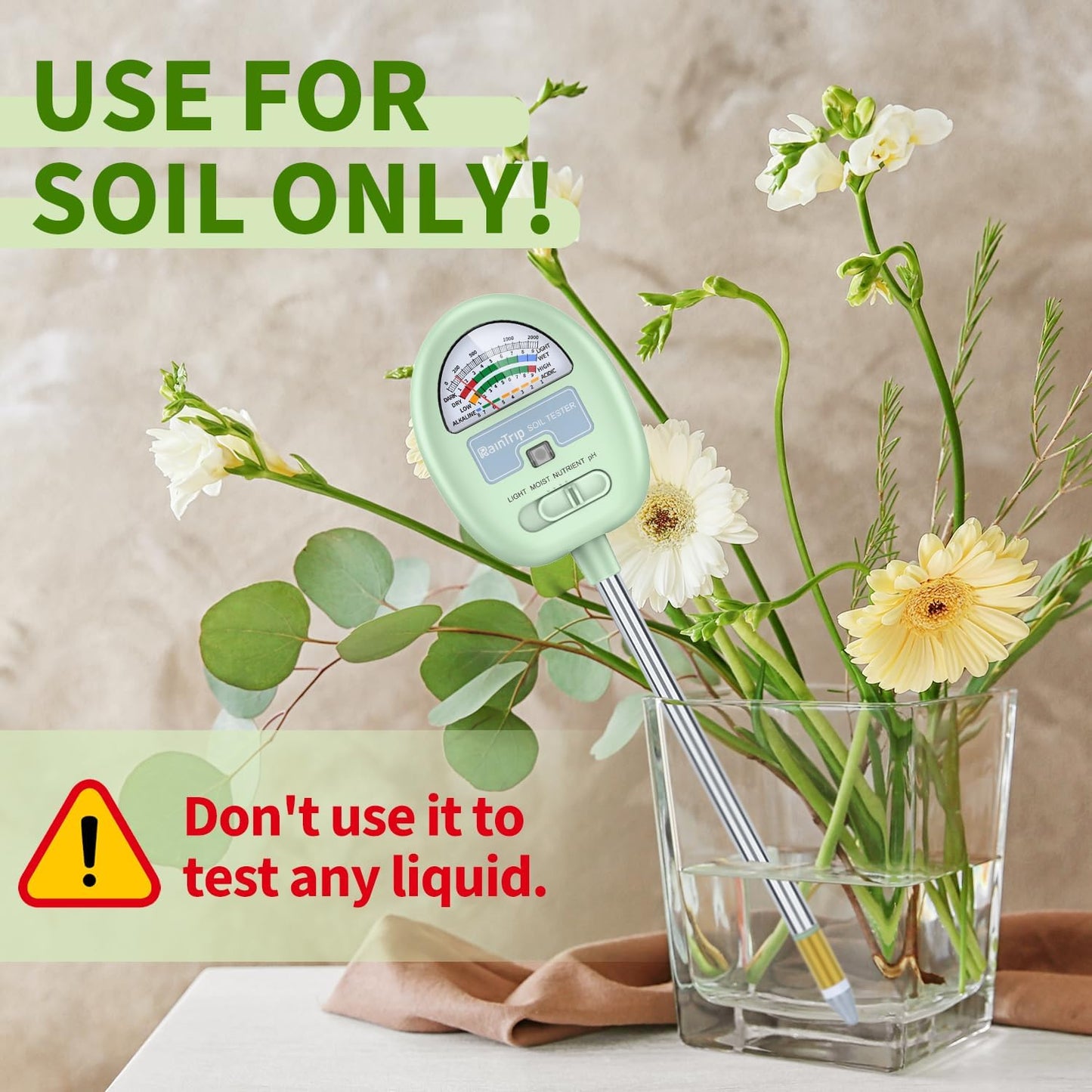 Soil Moisture Meter,4-In-1 Soil Ph Meter