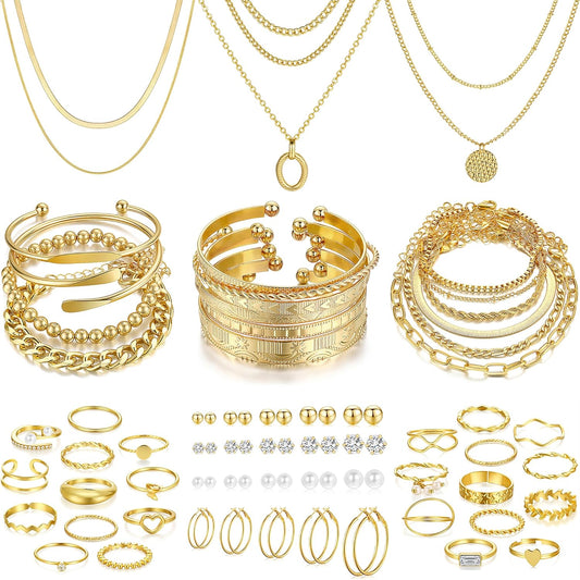 68Pcs Gold Jewelry Set for Women
