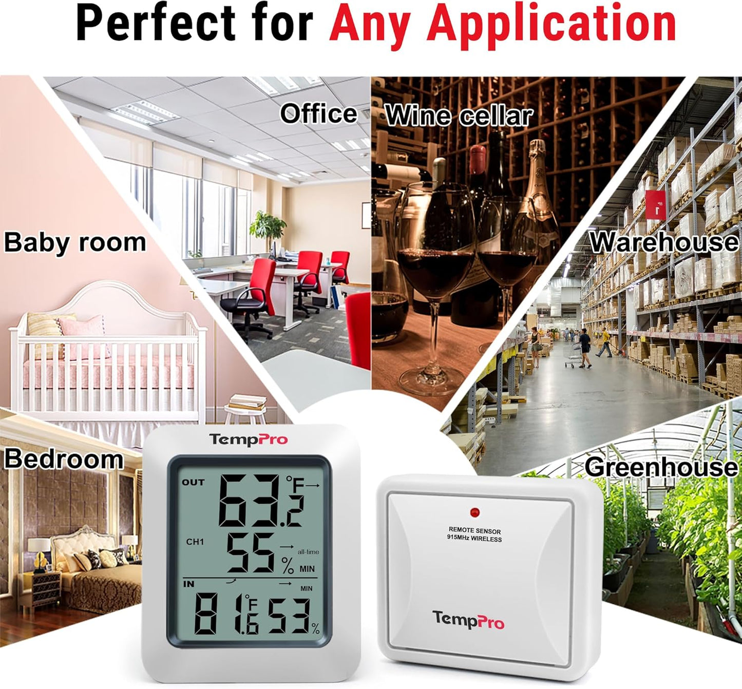 TP60 Digital Hygrometer Outdoor Thermometer Wireless