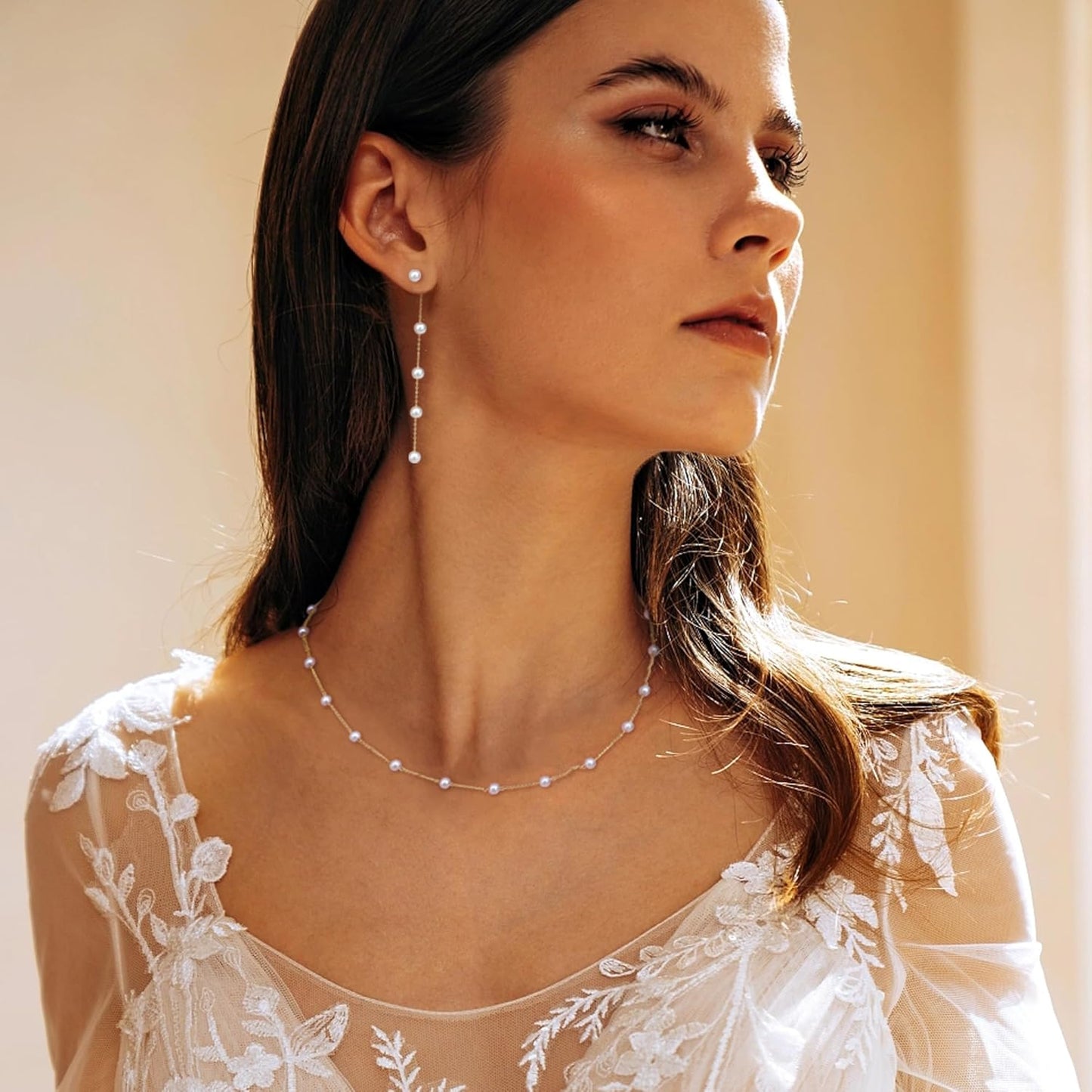 14K Gold Plated Pearl Necklace Set 