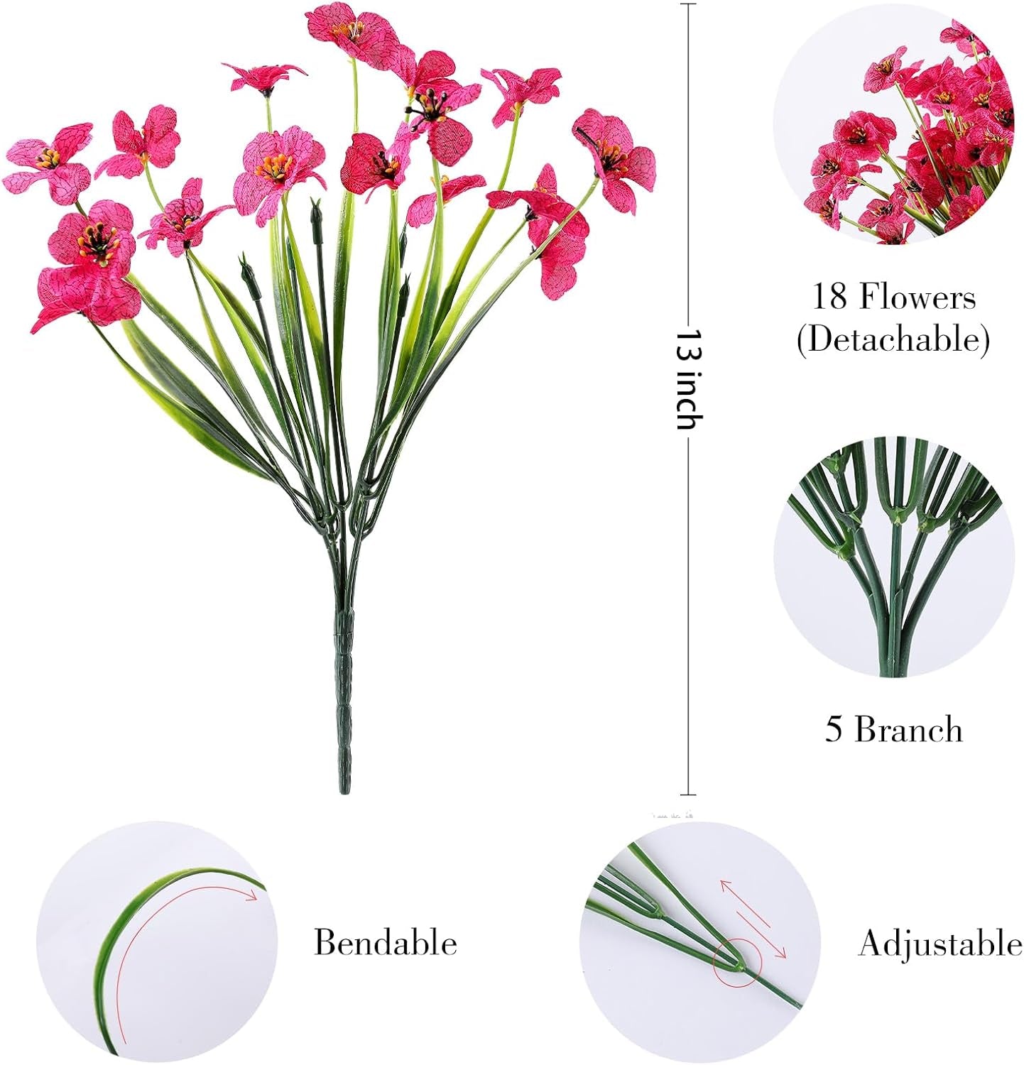 24 Bundles Artificial Flowers for Outdoor