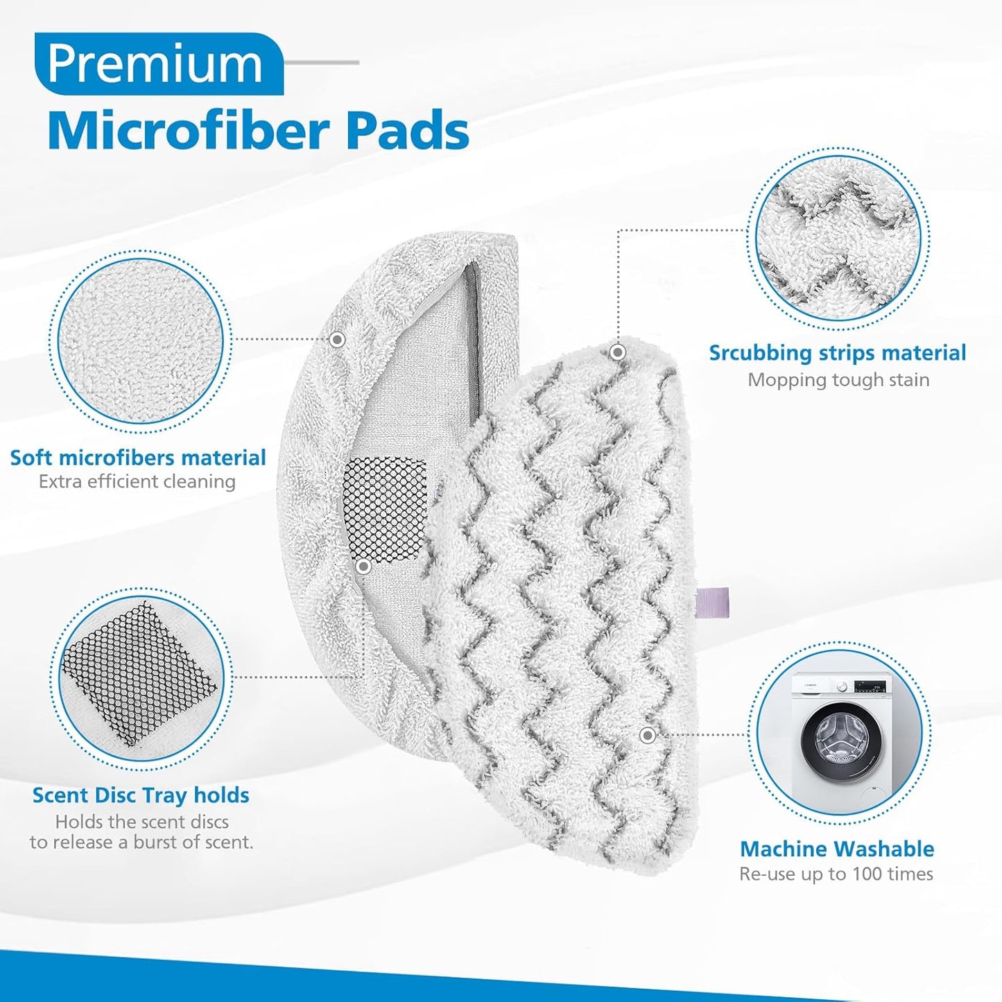 1940 for Bissell Steam Mop Pads for Bissell Powerfresh Steam Mop 1806 1544 1440 2075A 2685A 1940W,19404 Series, Replacement Part #5938#203-2633, 8 Pack