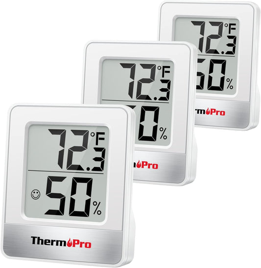 TP49 3 Pieces Digital Hygrometer Indoor Thermometer Humidity Meter Mini Hygrometer with Temperature and Humidity Monitor Outdoor and Room Thermometer Weather Station