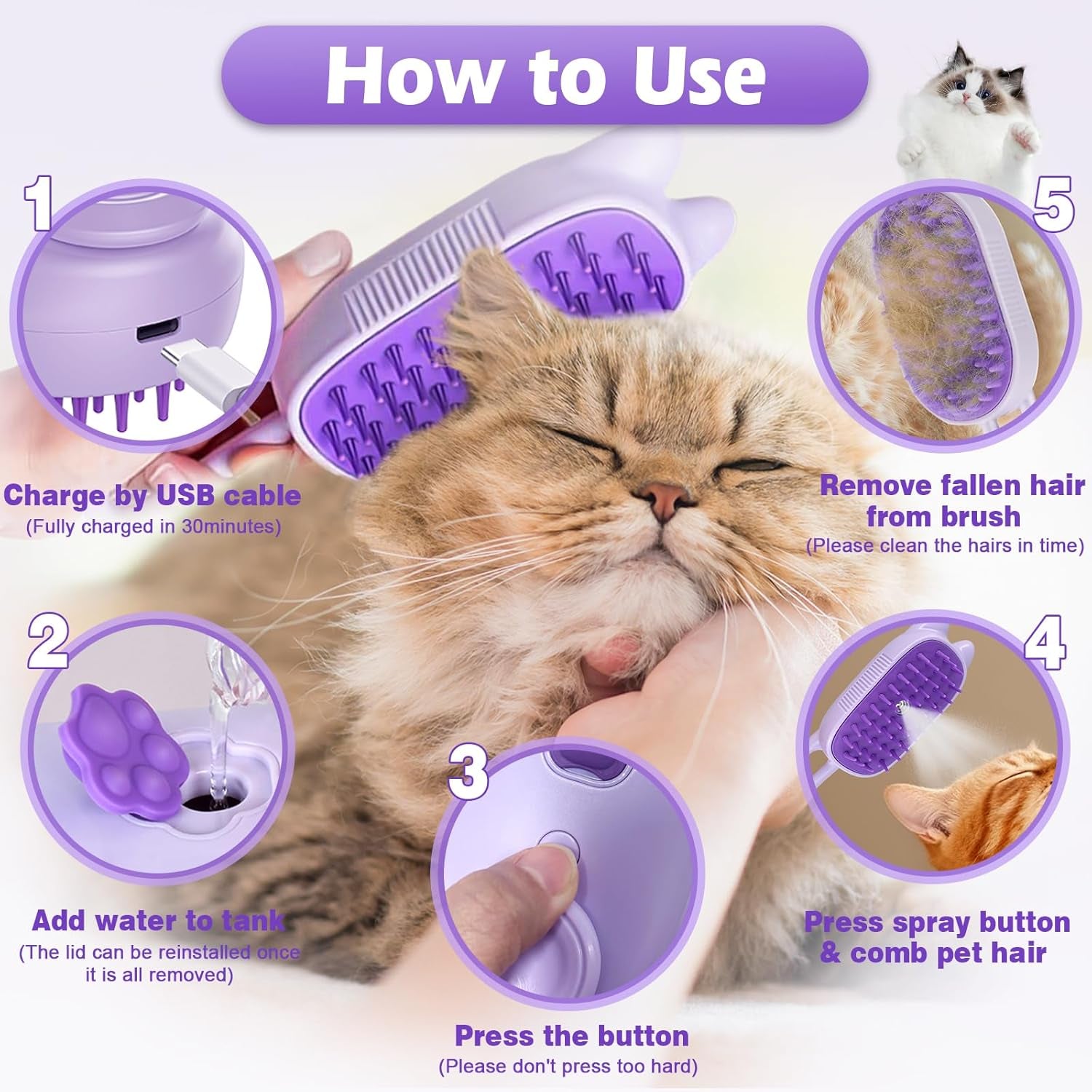 Pet Steam Brush for Dogs and Cats