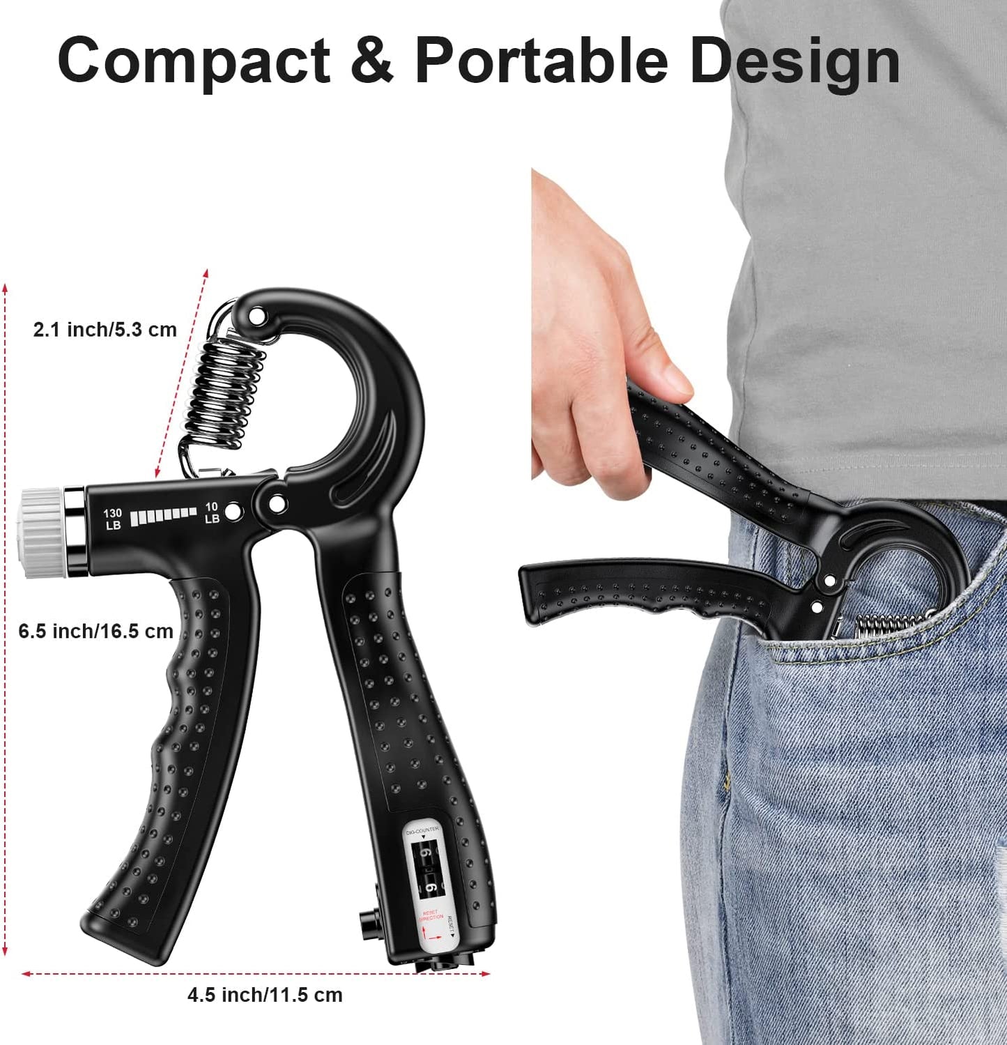 Hand Grip Strengthener 2 Pack Adjustable Resistance